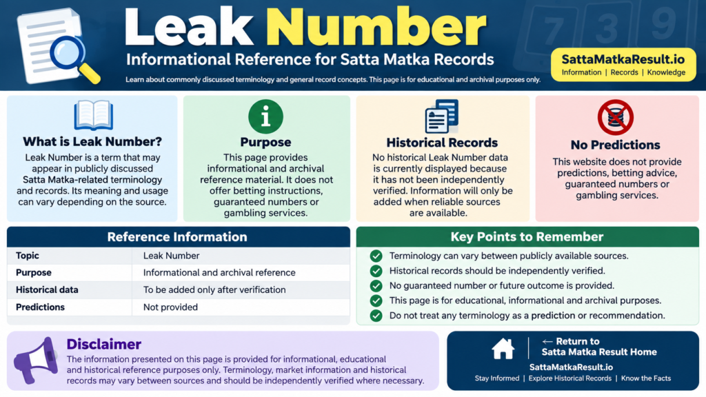 Leak Number - SattaMatkaResult.io