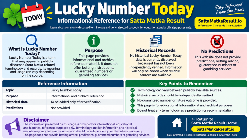 Lucky Number Today - Satta Matka Result - SattaMatkaResult.io